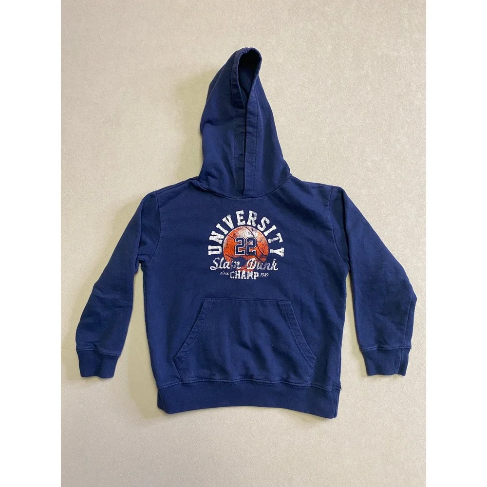 The Childrens Place Boys Navy Blue Basketball University Hoodie Size 5/6 S/P